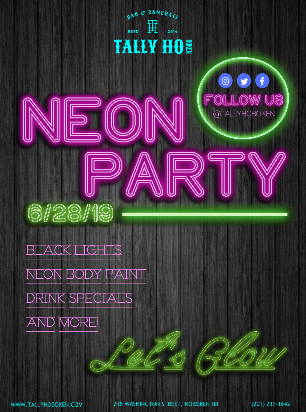 neon party tally ho