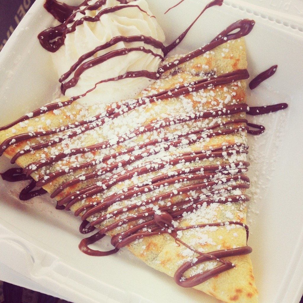 A recent dessert crepe order...nutella in tow, of course.