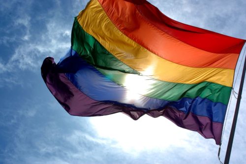 rainbow flag gay pride lgbt month hoboken girl