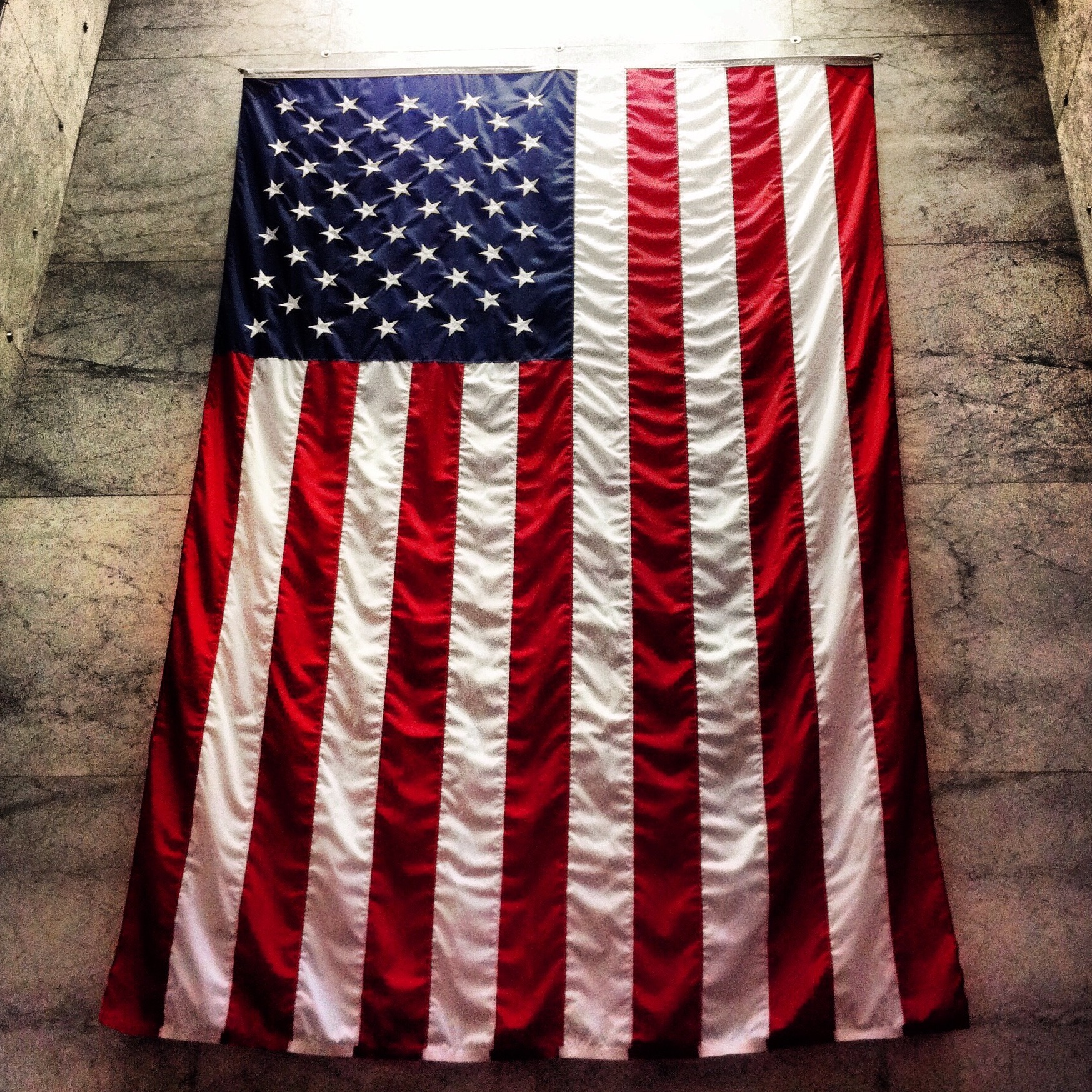 hanging american flag