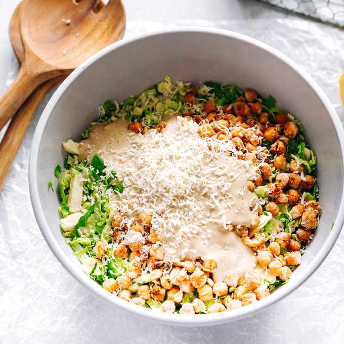 neurotic mommy vegan brussel sprouts caesar salad with chickpea croutons