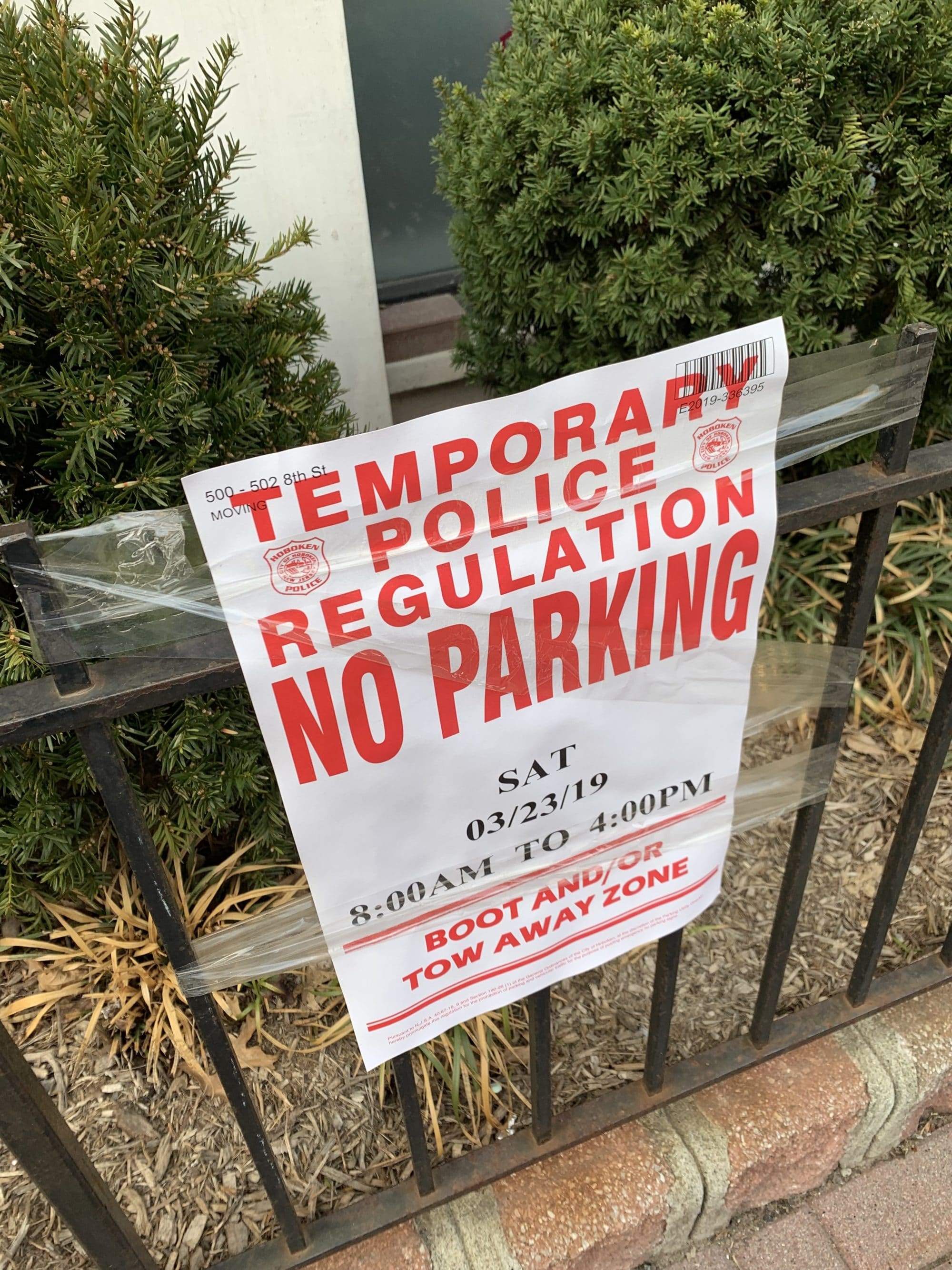 temporary no parking signs