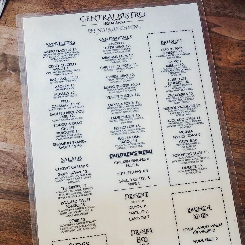 central bistro jersey city menu