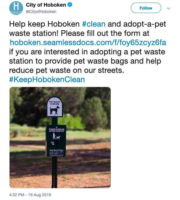 city of hoboken dog poop station