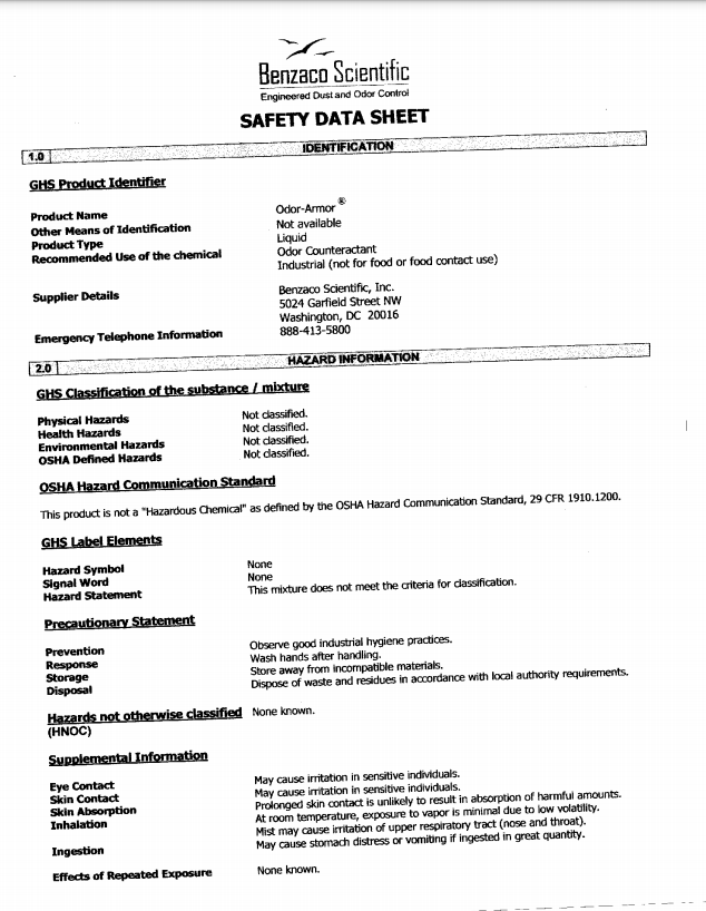 safety data sheet 1