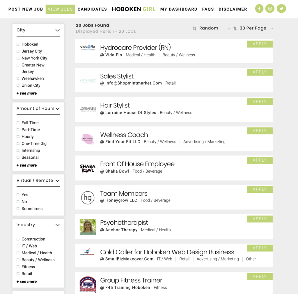 hoboken girl job platform