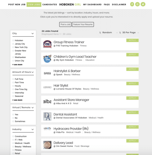 hoboken girl job board