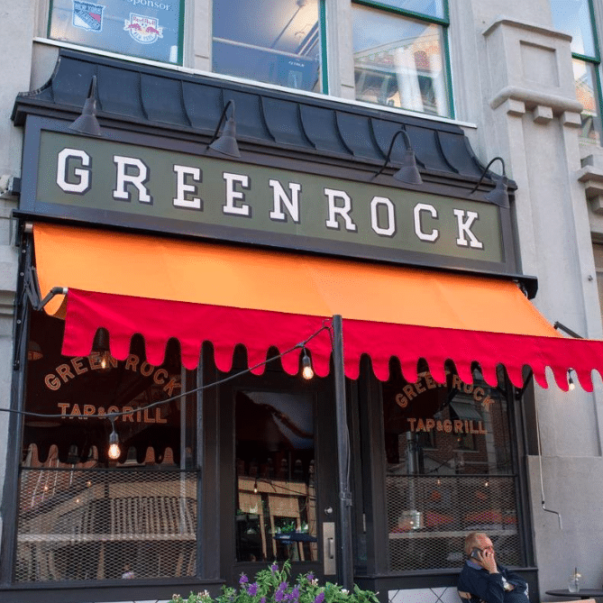 green rock Hoboken outdoor TV setup
