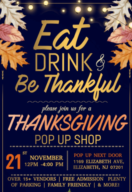 Eat, Drink and Be Thankful Pop Up Shop