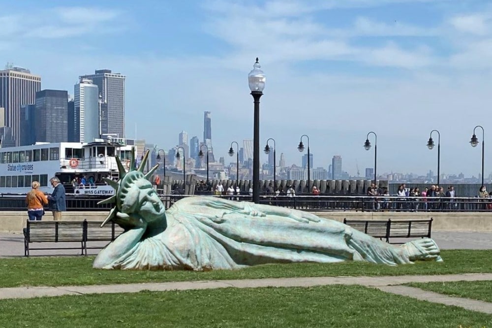 Reclining Liberty Comes to Liberty State Park in Jersey - Hoboken Girl
