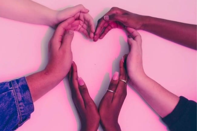diverse hands heart