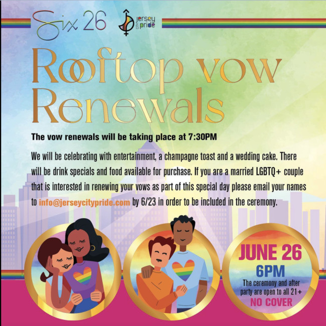 rooftop vow renewal six26 pride jersey city
