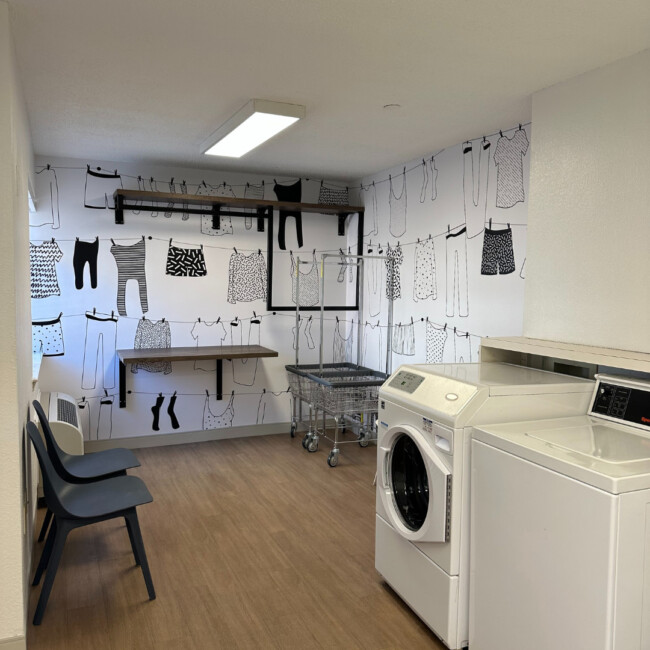 Washing machine and dryer in laundry room