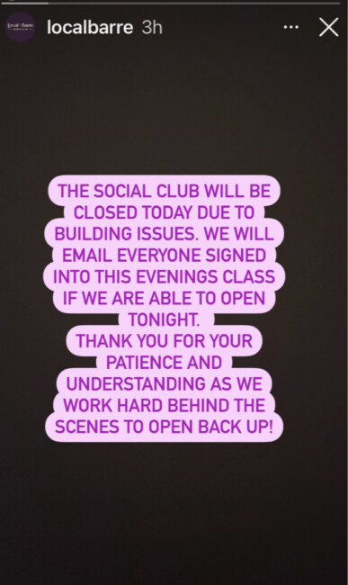 local barre hoboken closure