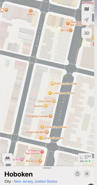 bloomfield street hoboken apple maps
