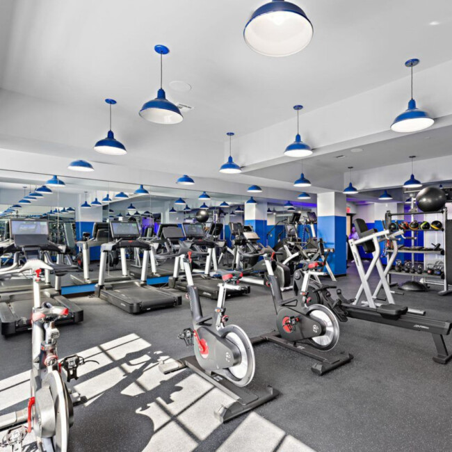 Stationary bikes in Wonder Lofts gym