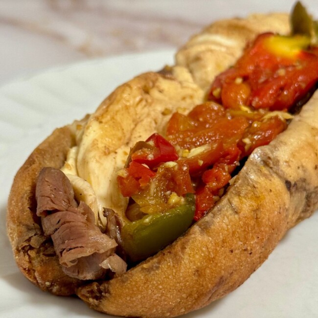 fiores roast beef and mozzarella mutz sandwich