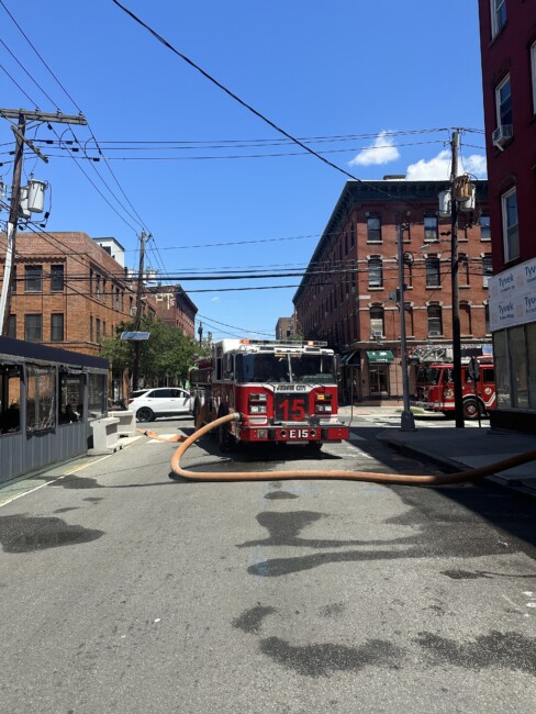 jersey city fire truck responding to fire