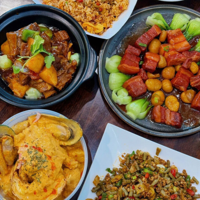 A spread of dishes from Purple Rice