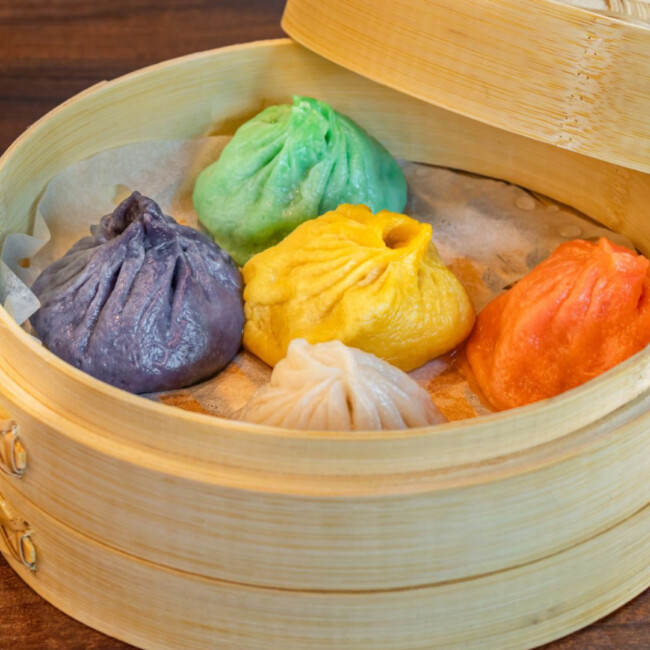 Five colorful dumplings