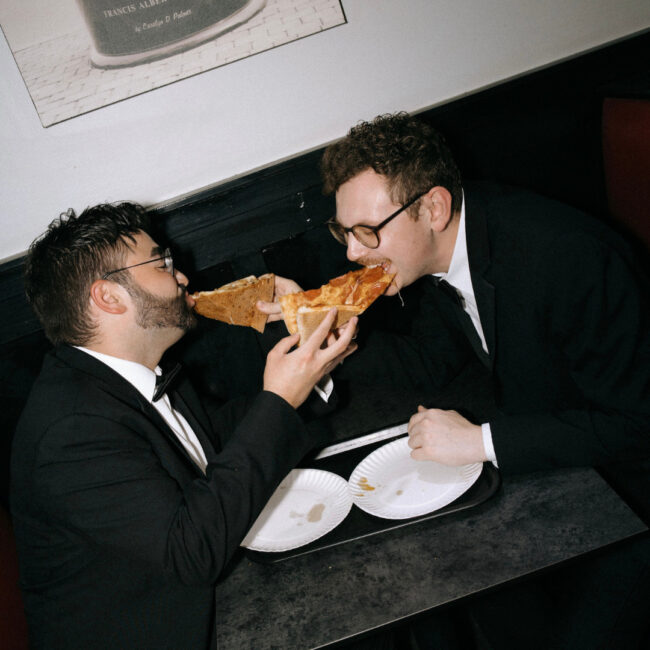 tyler + owen's hoboken engagement pics w pizza
