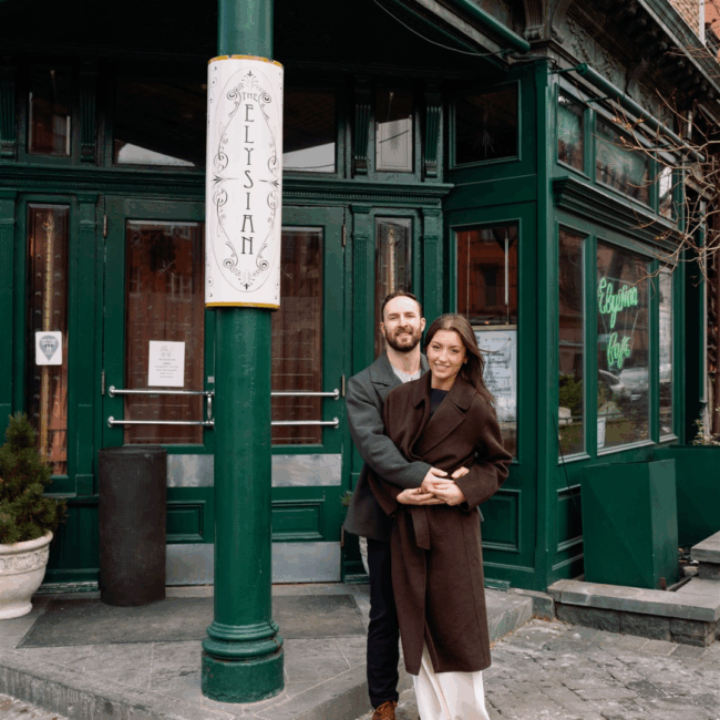 meg + kevin engagement pic at elysian 