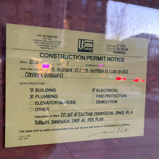 signage for the incoming subway location in hoboken