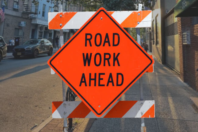 road work ahead sign